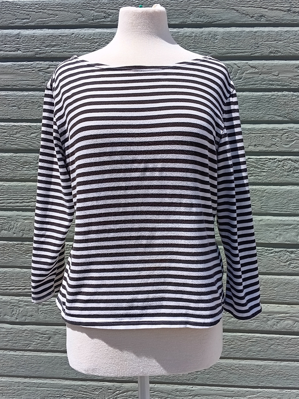 Authentic A.K.A Black and White Striped Women’s Boatneck Top